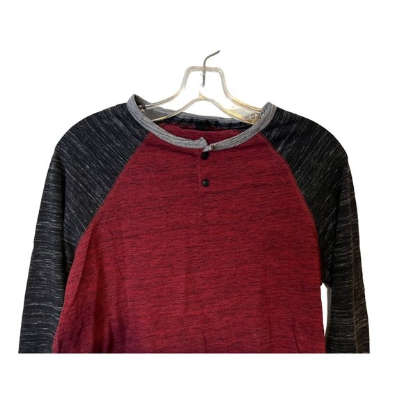 Dvision Henley T Shirt Mens Small Long Sleeve Burgandy Black 1/4 Button Up - Picture 10 of 10